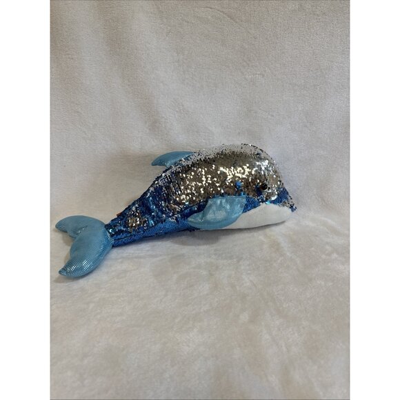 Adventure Planet Sequinimals Plush Dolphin Blue & Silver 17” Sequin - Picture 2 of 6